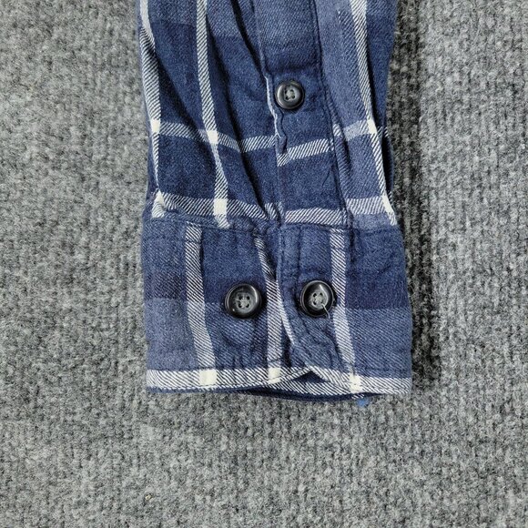 Sonoma Button Shirt Men's Medium Blue Plaid Flannel Pockets Long Sleeve Adult M - Picture 9 of 15